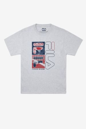 FILA Nyc Collage Tee Shirts Grey,Mens Tennis | CA.XZGRDV391